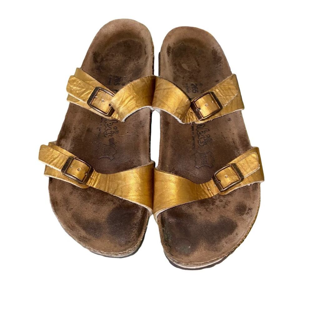 Birki's by Birkenstock soft footbed big buckle sandals Gold L10 M8